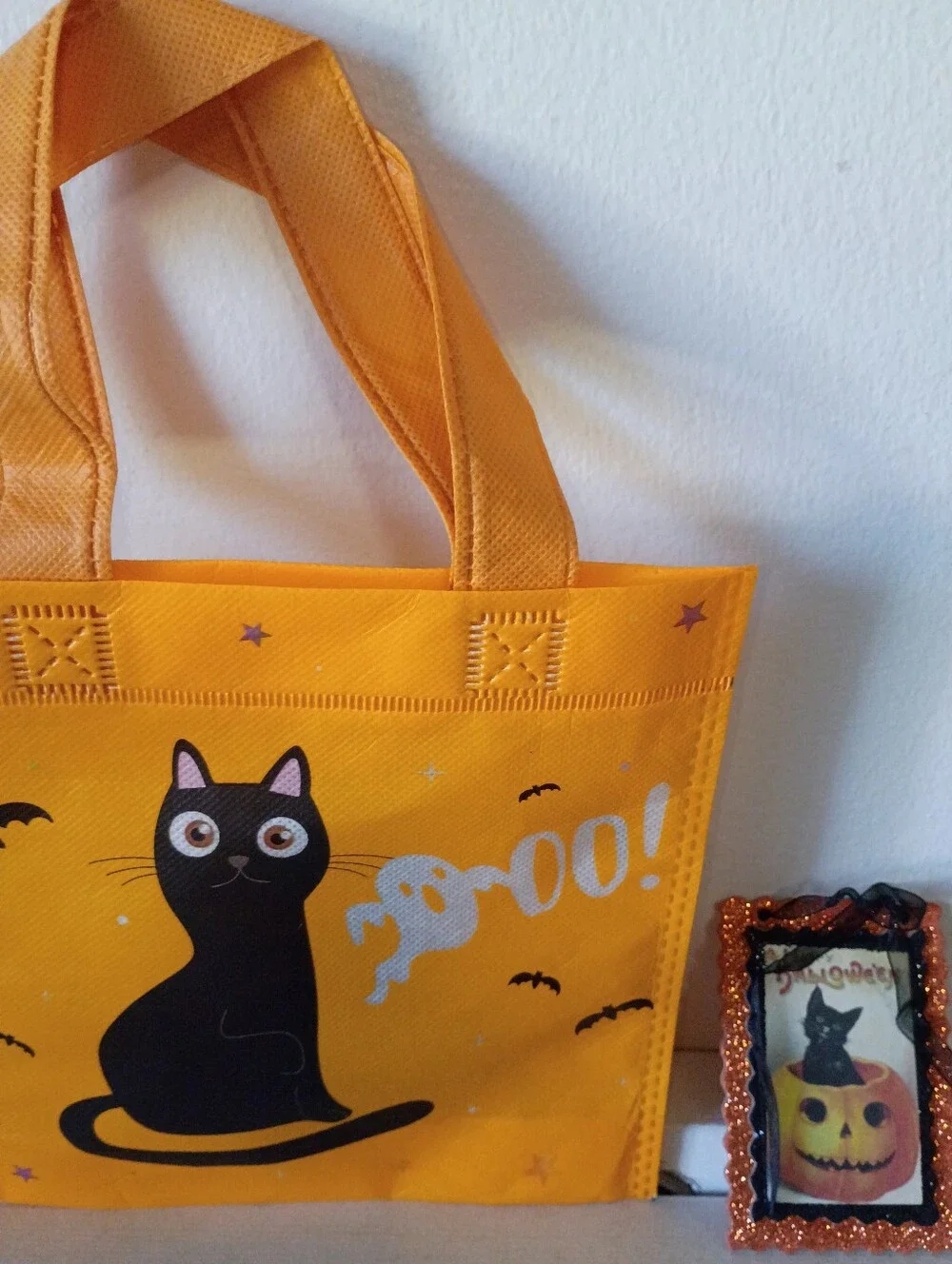 Halloween Cat Tote Bag - Orange - Set
